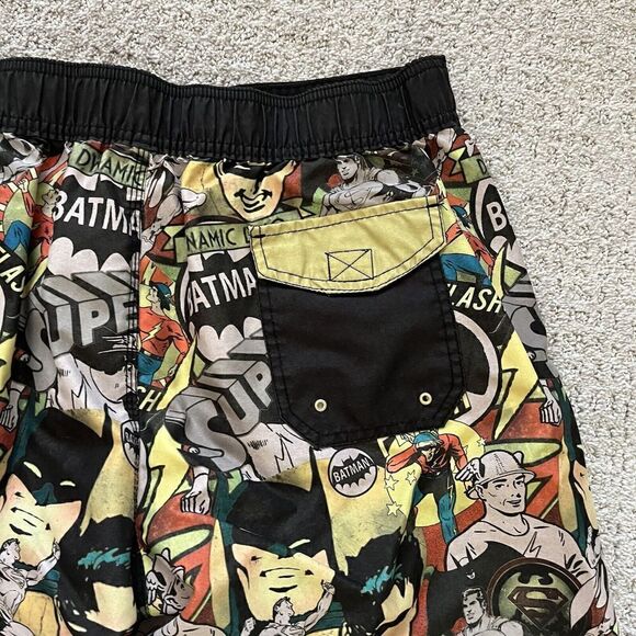 Batman Mens Swim Trunks Board Shorts Sz XL DC Comics Robin Flash Pop Art Black - Picture 7 of 12